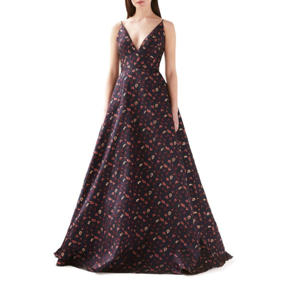 ML Monique Lhuillier | Floral Jacquard Gown Sz. 6
